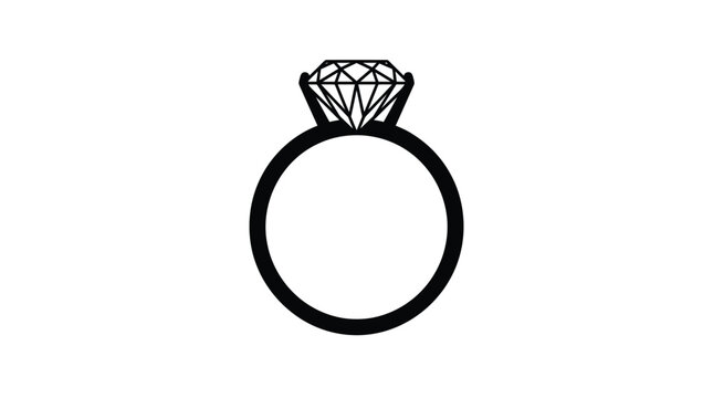 Minimalist black diamond ring vector illustration featuring clean lines and elegant geometric shapes