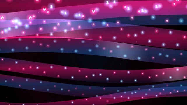 Abstract background featuring binary code and glowing colorful waves Motion Graphic