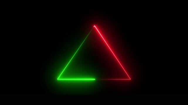 Neon triangle frame with glowing red and green light motion loop