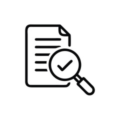 Minimalist line art icon of a document with a magnifying glass inspection © Mst Hamesa Khatun