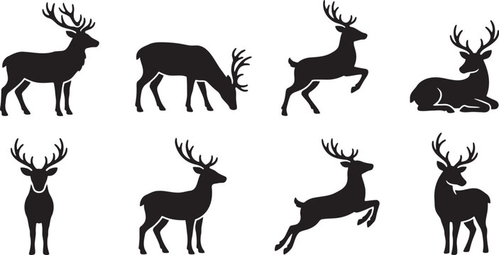 Majestic wild stags deer and caribou with large antlers