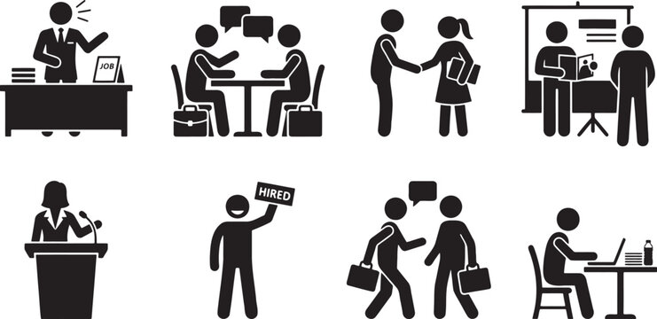 Business professional interactions job interviews meetings and handshakes
