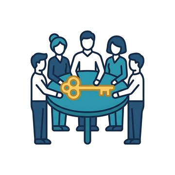 Business Team Collaborating on Key to Success