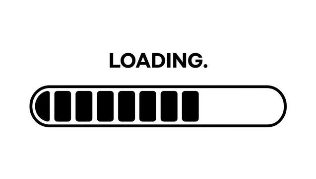 Black loading bar with text LOADING , isolated on transparent background