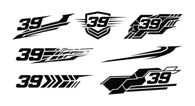 Racing number thirty nine vector illustrations with dynamic speed lines
