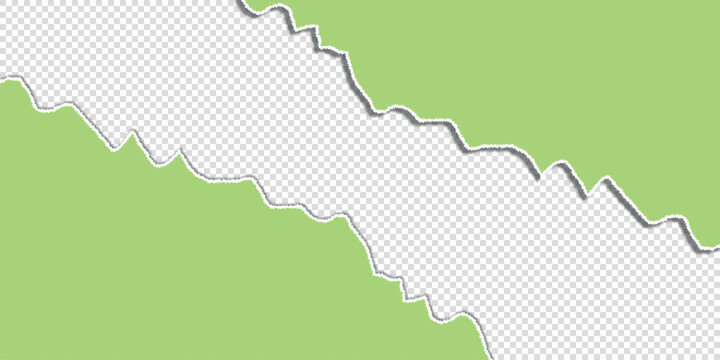 Green torn paper frame with transparent background
