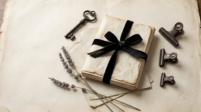Vintage letter package with key and lavender