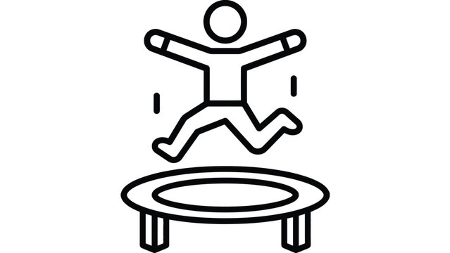 Jumping person on trampoline vector illustration icon symbol graphic design element with black outline style