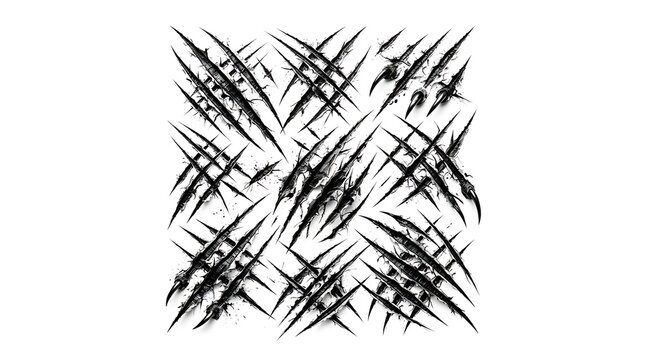 Animal claw scratch marks black vector graphic illustration set isolated on a white background