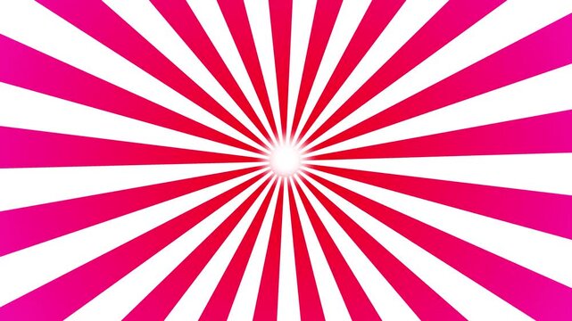 Red and white sunburst radial background, animation, dynamic retro,retro rotating striped motion loop.4k