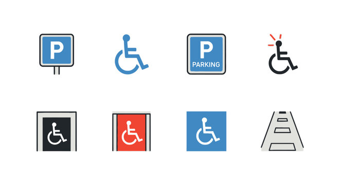 Accessible Parking Symbols and Icons Set