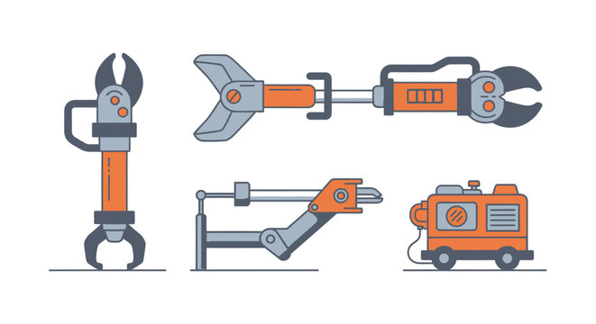 Industrial Rescue Tools Set: Hydraulic Cutter, Spreader, Ram, Generator