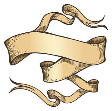 Parchment scroll old ribbon. Aged paper template