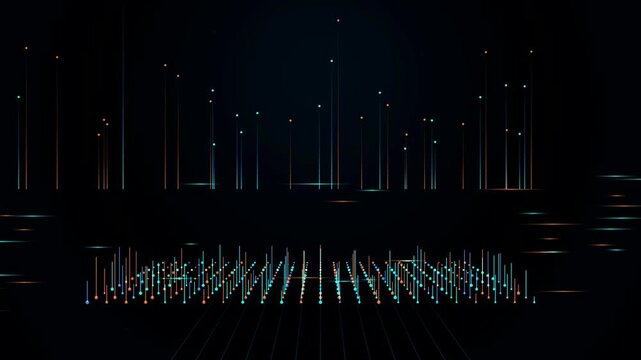 Abstract data visualization with glowing particle lines and dots Motion Graphic