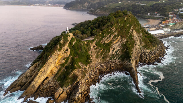 Mount San Anton lighthouse on rocky Guetaria peninsula
