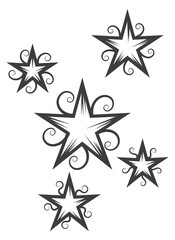 Obraz premium Ornate stars tattoo. Black decorative astral drawing