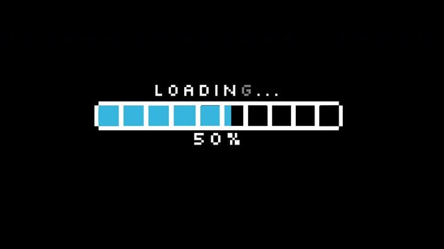 Pixel art retro loading bar 8 bit progress indicator