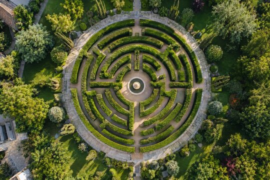 Circular Maze in Formal Garden