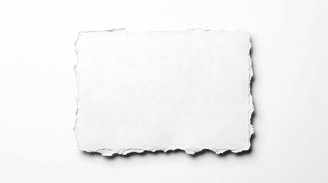 Blank white torn paper with rough edges on a plain white background, suitable for design elements and adding text.