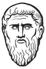 Ancient Greek man face icon, Mythic statue © vectortatu