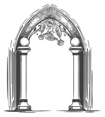 Obraz premium Wedding gate with stone columns. Hand drawn arch