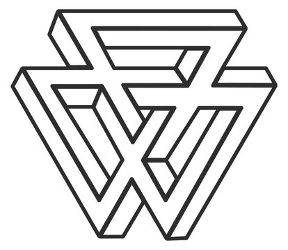 Visual illusion geometry logo. Abstract line icon