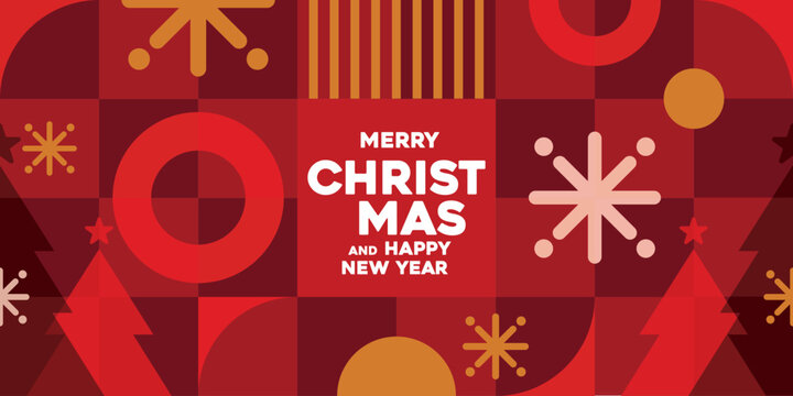 Merry Christmas and Happy New Year Geometric Greeting Card