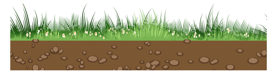 Obraz premium Grassland seamless ground. Cartoon game floral surface