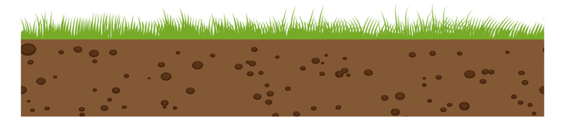 Obraz premium Soil surface with growing grass seamless game ground