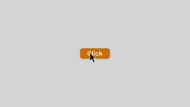 Mouse cursor clicking orange button animation with click word
