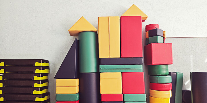 Vibrant assortment of foam shapes and building blocks arranged to inspire and engage young minds in a fun and learning filled setting