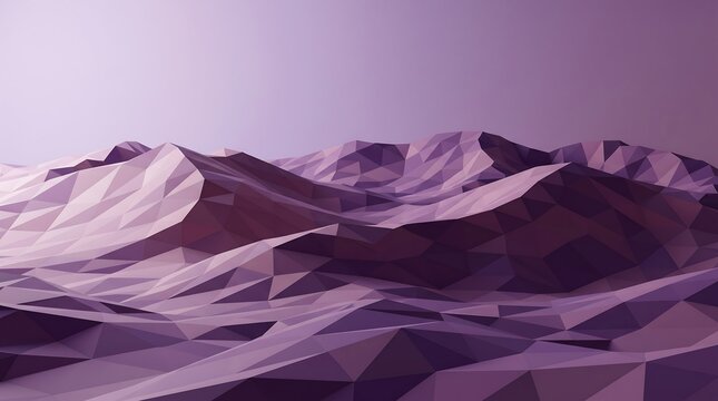 Purple low poly mountain landscape creates a clean aesthetic for website backgrounds, UI designs, and digital marketing presentations.