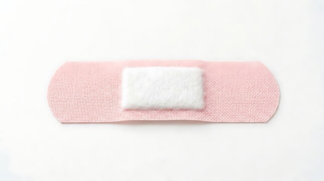 Pink adhesive bandage plaster isolated on a white background with medical plaster