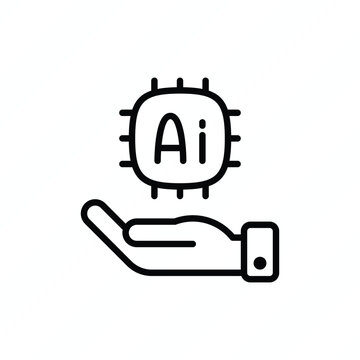 AI accessibility thin line icon representing artificial intelligence, inclusive technology, equal access, assistive technology, digital inclusion, and accessible services. Vector illustration.