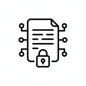 Data privacy thin line icon representing personal data protection, confidentiality, secure information, cybersecurity, digital privacy, and data security. Vector illustration.