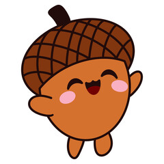 Cute Squirrel Holding Acorn with Autumn Leaves Fall Woodland Animal Sticker © Yoanita