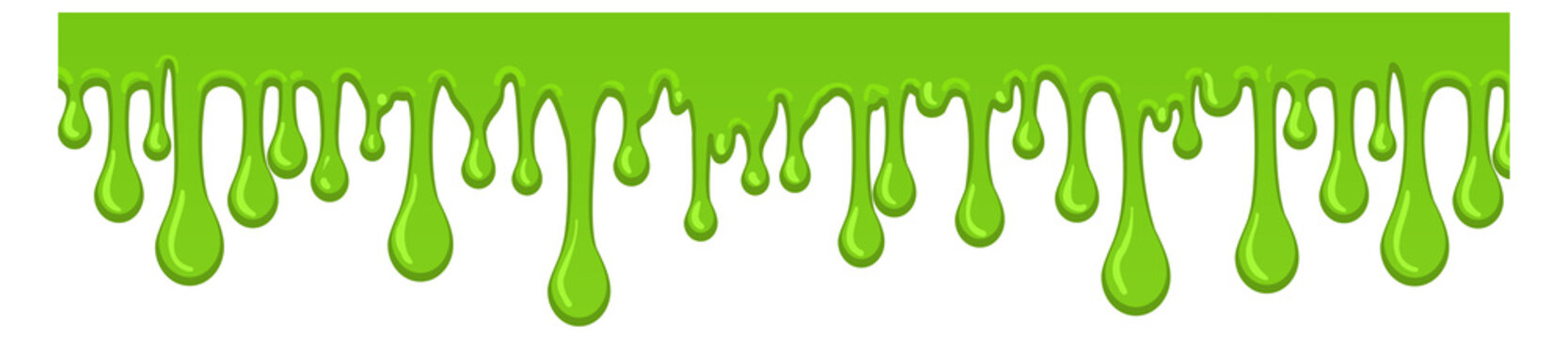 Green slime dripping border. Flowing goo pattern