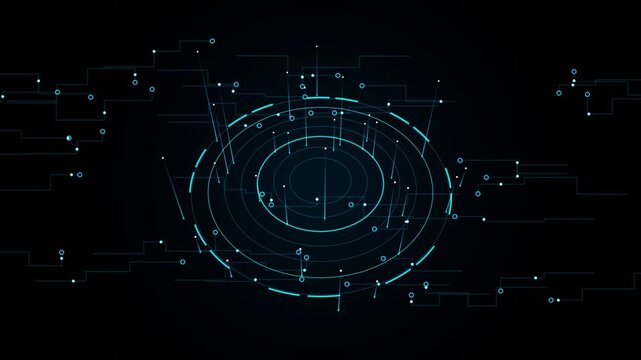 Abstract digital data visualization with glowing blue circular network Motion Graphic