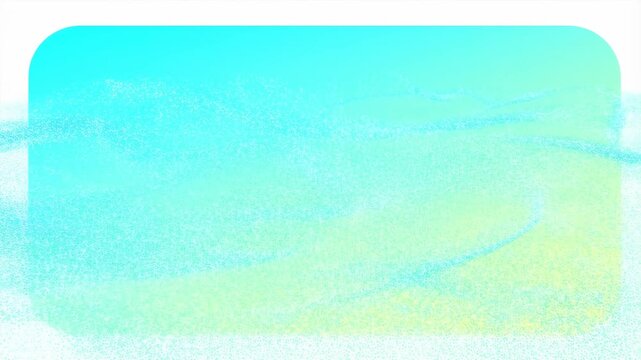 Soft cyan to yellow gradient with fine particles drifting slowly inside a rounded rectangle frame. Soft diffusion adds depth and energy to the animated scene.