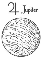 Retro astronomy jupiter sign. Vintage universe planet © vectortatu