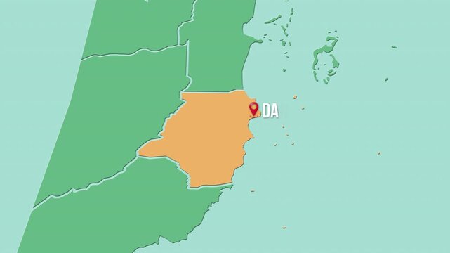 Mapa de Belice con divisi&oacute;n pol&iacute;tica resaltando el distrito de Stann Creek con su capital Dangriga