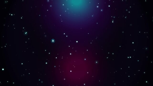 Cosmic Blue and Magenta Particle Field, Glowing Nebula Clouds with Tiny Stars, Deep Space Atmosphere, Colorful Light Specks, Futuristic Cinematic Video Background