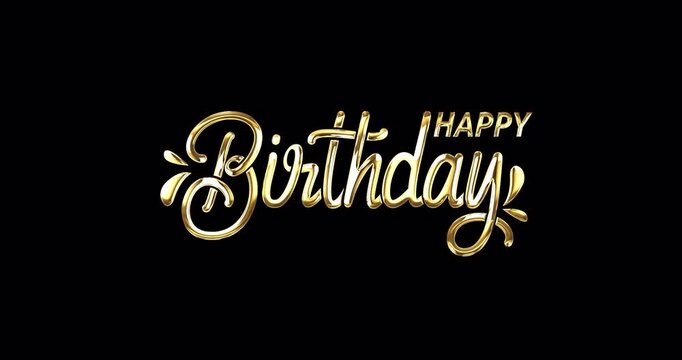 happy birthday text animation in 4 clips with alpha channel. Great for invitations, greeting cards, social media posts, and websites for a luxurious and elegant celebration theme. 