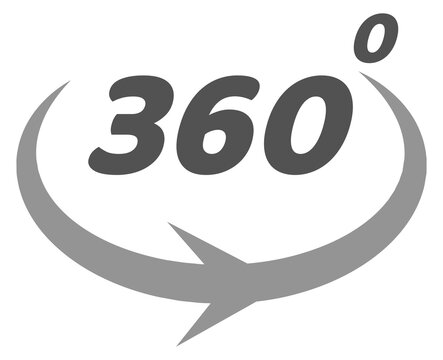 360 degree view sign. Full circle angle icon
