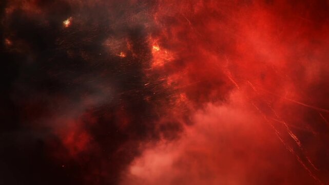 Red smoke swirls through a dark abstract atmosphere with glowing sparks and light streaks. Cinematic title sequences, horror and thriller, and action and fantasy motion graphics.