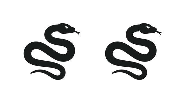 Two coiled snake silhouettes against a white background silhouette