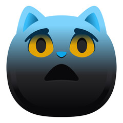Fototapeta premium Fearful Black Cat Face Emoji, Scared Anxious Nervous Horror Animal Pet