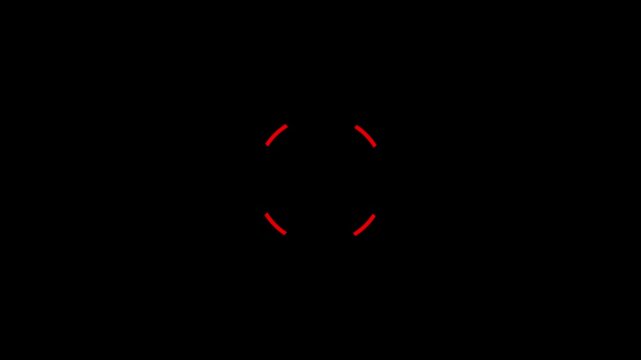Minimalist red circular loading spinner animation icon on black background progress wait buffering motion