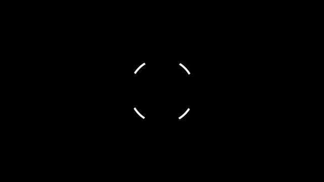 Minimalist white circular loading spinner animation icon on black background progress wait buffering motion