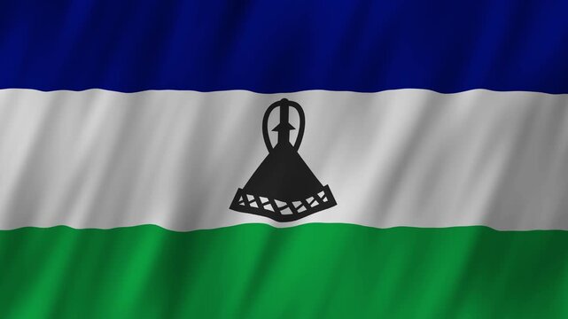 Lesotho flag waving in the wind 4K animation background